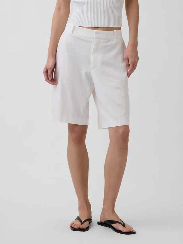 9" lågmidjade shorts i linneblandning