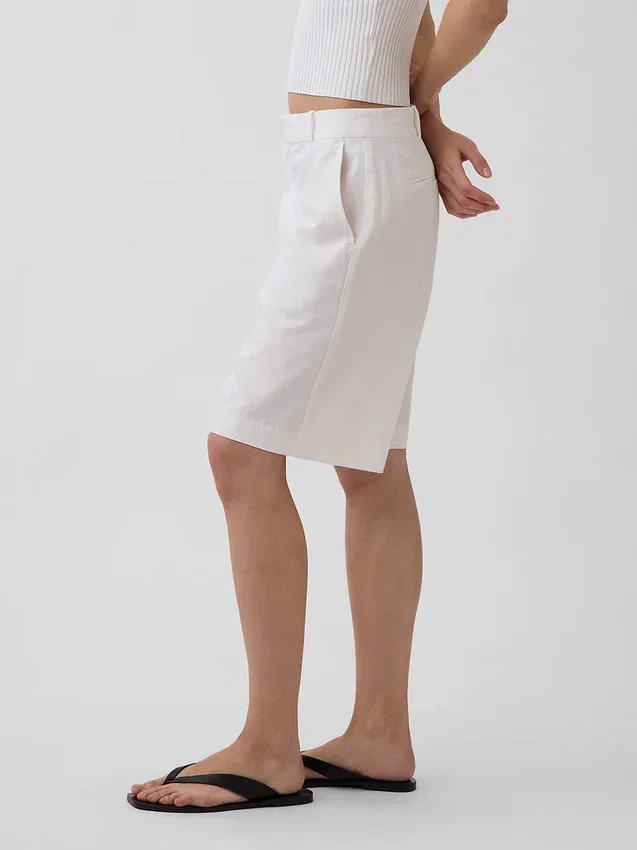 9" lågmidjade shorts i linneblandning