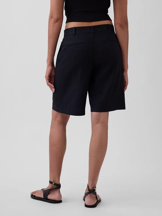 9" lågmidjade shorts i linneblandning
