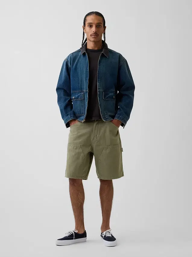 9" lösa denimshorts i snickarstil