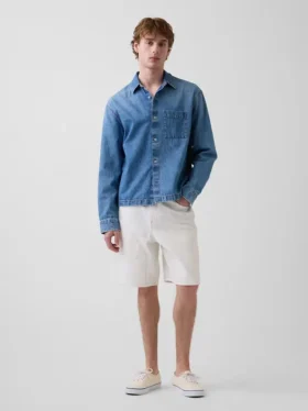 9" lösa denimshorts i snickarstil