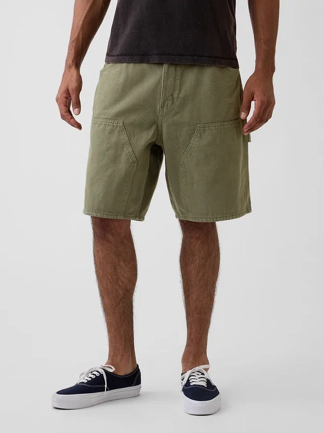 9" lösa denimshorts i snickarstil