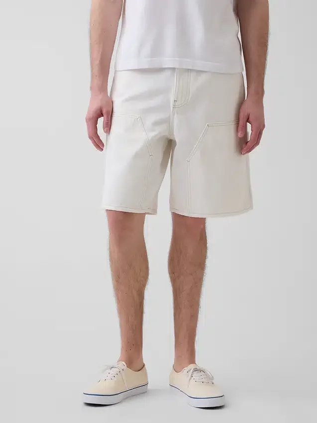 9" lösa denimshorts i snickarstil