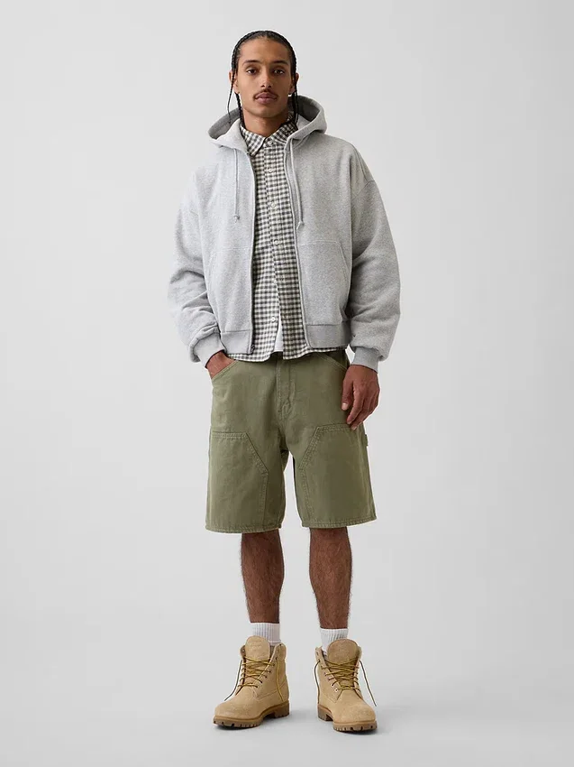 9" lösa denimshorts i snickarstil