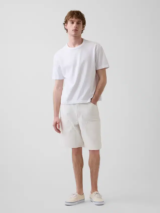 9" lösa denimshorts i snickarstil