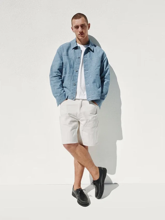 9" lösa denimshorts i snickarstil