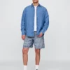 90-talsinspirerade, lösa jeansshorts i rutmönster