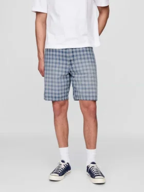 90-talsinspirerade, lösa jeansshorts i rutmönster