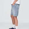 90-talsinspirerade, lösa jeansshorts i rutmönster