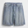 90-talsinspirerade, lösa jeansshorts i rutmönster