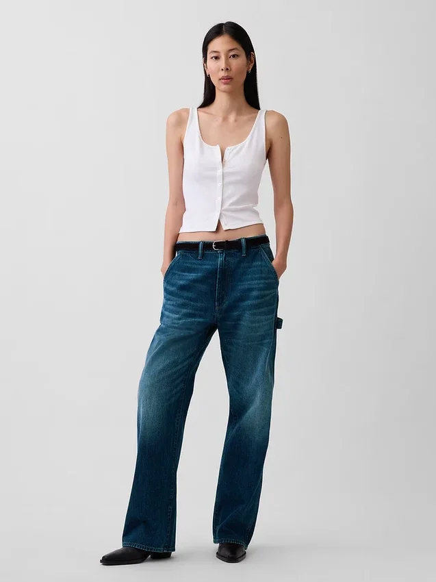 90-talsinspirerade, lösa snickarjeans