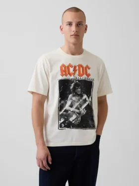 Ac/Dc T-shirt med tryck i avslappnad passform