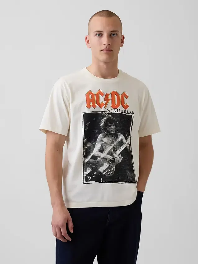 Ac/Dc T-shirt med tryck i avslappnad passform