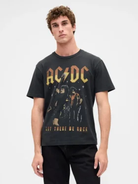 Ac/Dc T-shirt med tryck i avslappnad passform