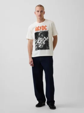 Ac/Dc T-shirt med tryck i avslappnad passform