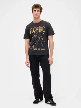 Ac/Dc T-shirt med tryck i avslappnad passform
