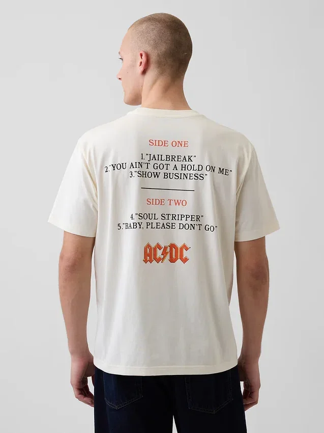 Ac/Dc T-shirt med tryck i avslappnad passform