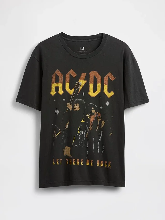 Ac/Dc T-shirt med tryck i avslappnad passform