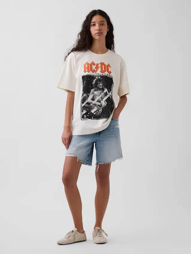 Ac/Dc T-shirt med tryck i avslappnad passform