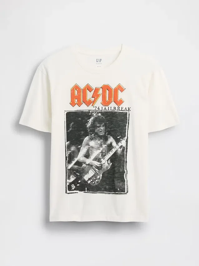 Ac/Dc T-shirt med tryck i avslappnad passform