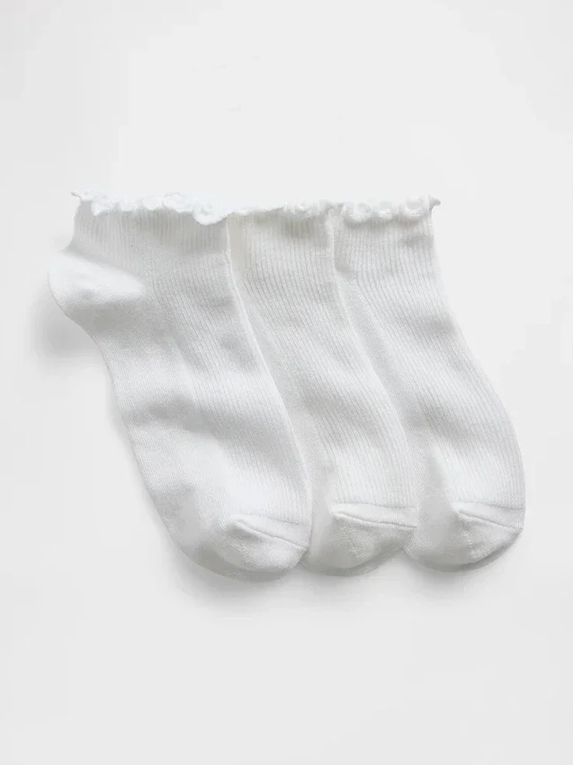 Ankelstrumpor med volanger för barn (3-pack)