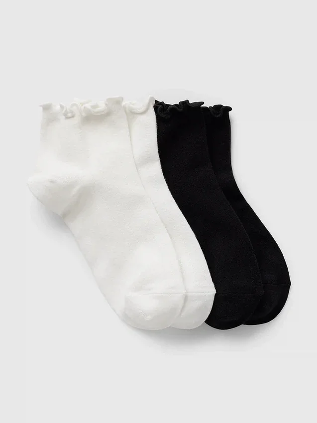 Ankelstrumpor med volangkant (2-pack)