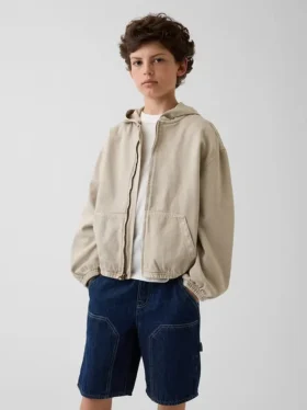 Avslappnad denimjacka med huva för barn