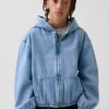 Avslappnad denimjacka med huva för barn