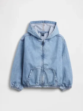 Avslappnad denimjacka med huva för barn