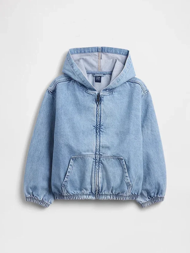Avslappnad denimjacka med huva för barn