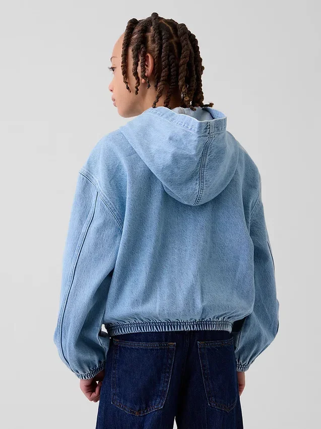 Avslappnad denimjacka med huva för barn
