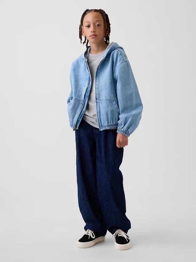 Avslappnad denimjacka med huva för barn