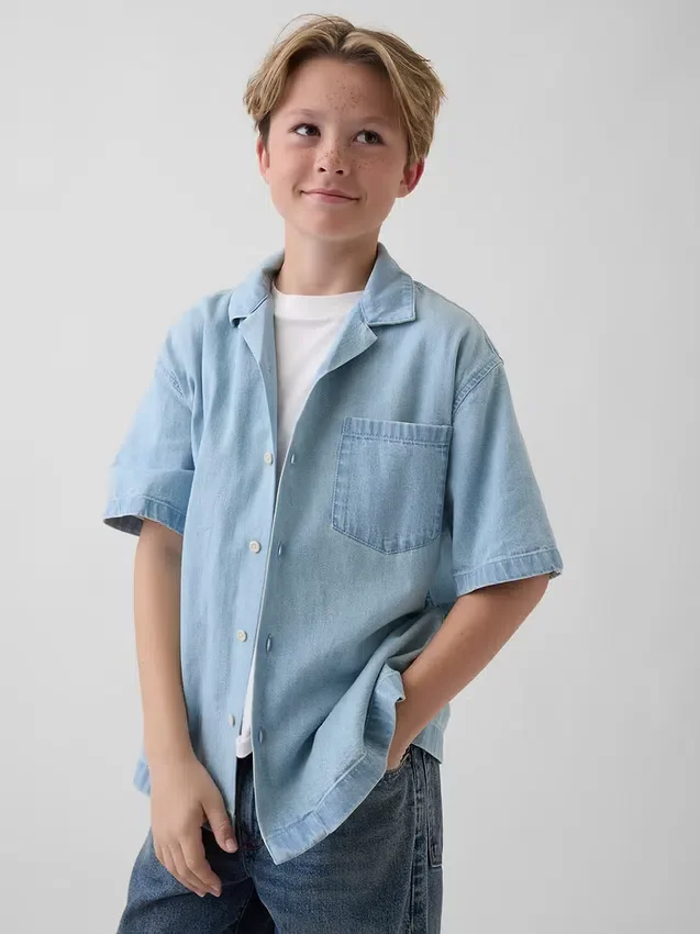 Avslappnad denimskjorta för barn
