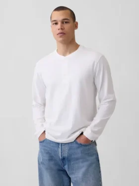 Avslappnad Henley-T-shirt