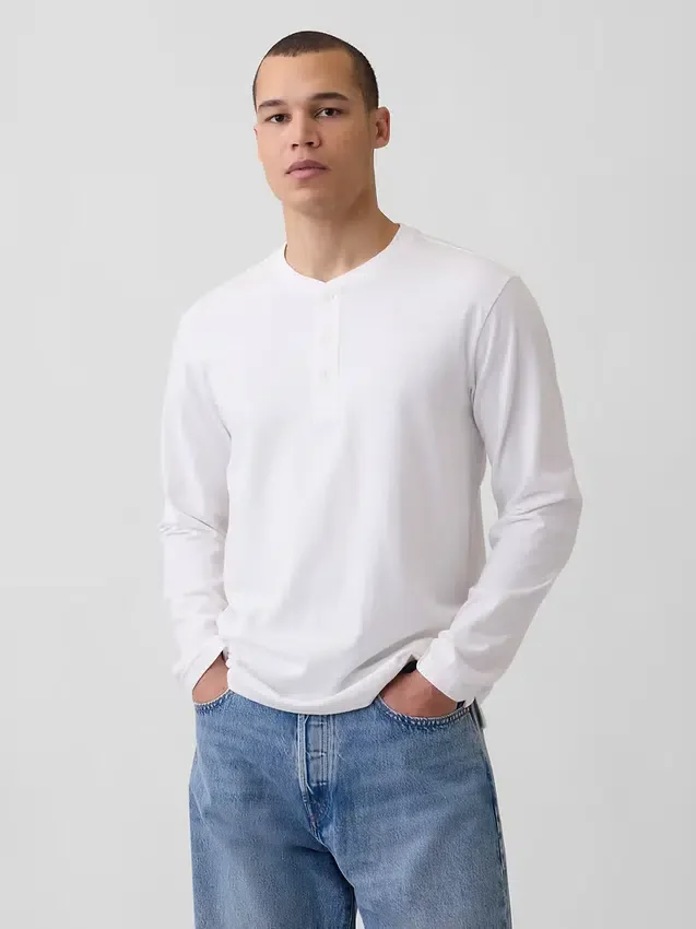 Avslappnad Henley-T-shirt