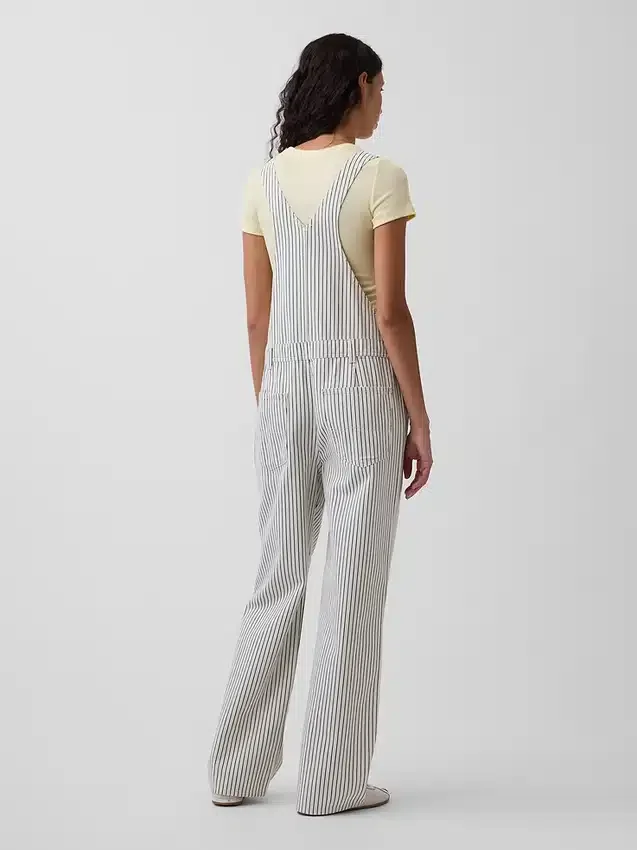 Avslappnad overall i randig denim