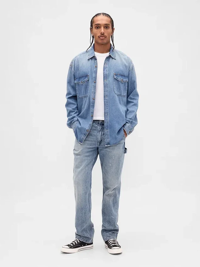 Avslappnade raka Carpenter-Jeans