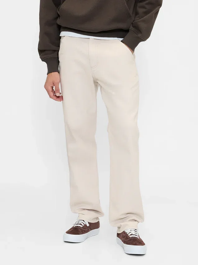 Avslappnade raka khakibyxor i utility-stil