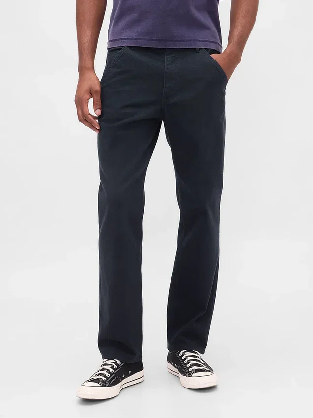 Avslappnade raka khakibyxor i utility-stil