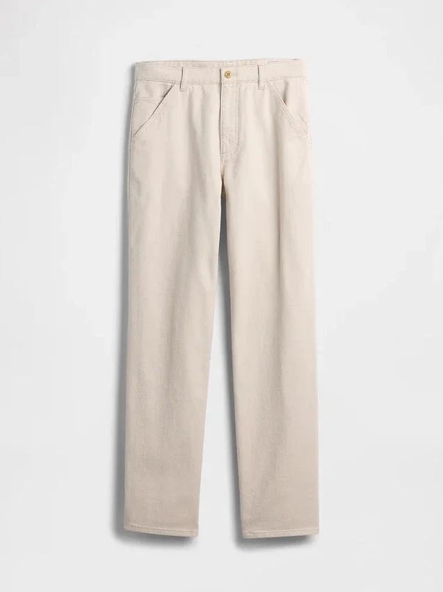 Avslappnade raka khakibyxor i utility-stil