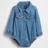 Baby Bodysuit i denim med knappar