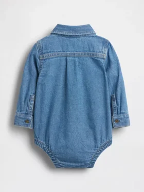 Baby Bodysuit i denim med knappar