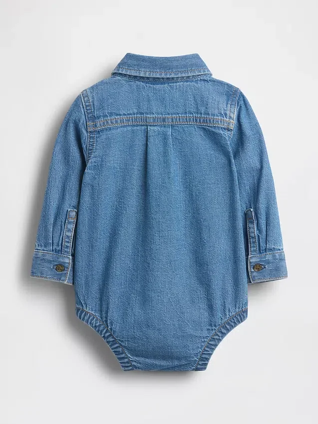 Baby Bodysuit i denim med knappar