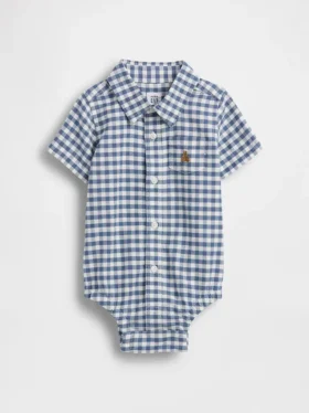 Baby Bodysuit i rutigt oxfordtyg