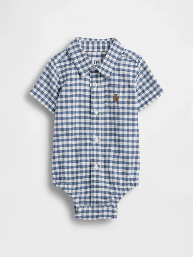 Baby Bodysuit i rutigt oxfordtyg