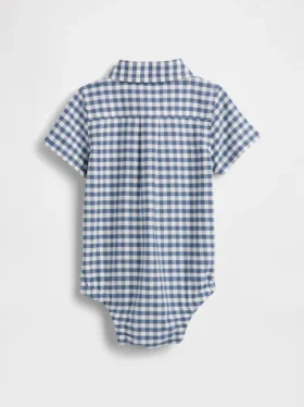 Baby Bodysuit i rutigt oxfordtyg