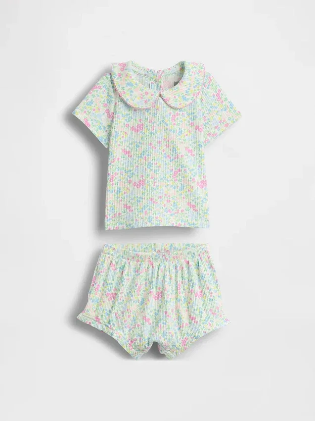Baby-bodysuit i Tinyrib med Peter Pan-krage