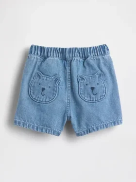 Baby Brannan Bear-jeansshorts med fickor och dragkedja