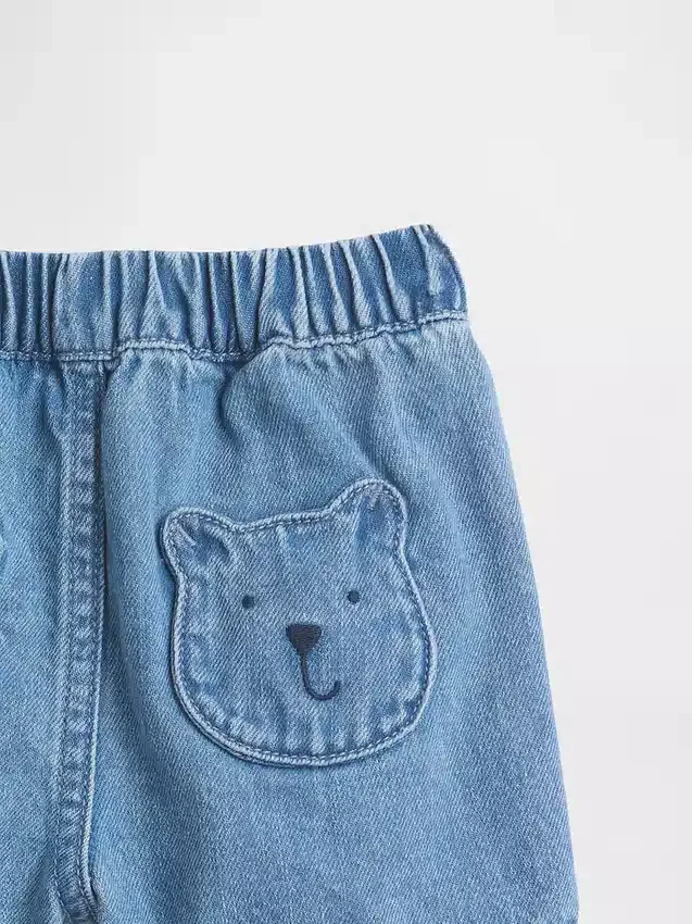 Baby Brannan Bear-jeansshorts med fickor och dragkedja