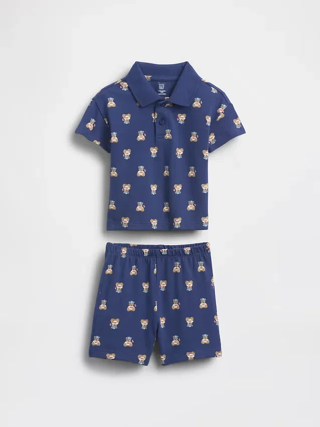 Baby Brannan Bear-klädset med pikétröja och shorts